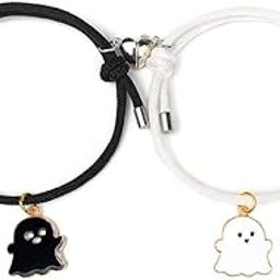 Magnetic Couples Bracelets 2Pcs Love Heart Matching Bracelet Set Cute Halloween Ghost Pumpkin Hat Adjustable Bracelets for Men Women Couples Friends Gift Friendship Jewelry-image-33