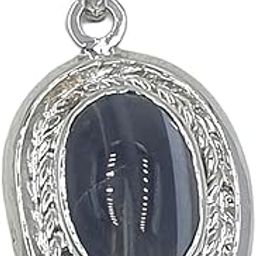 Pure Silver 20 Carat Natural Haqiq/Sulemani Hakik Oval Shape Gemstone Designer Pendant (Chandi Hakik Locket)-picture-32