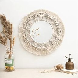 Lachicraft | Macrame Round Mirror for Bedroom Decor Handmade Boho Wall Hanging Aaina for Make Up Dressing and Living Room Party Home Decoration, 17 X 17 Inches, 1 Piece,Style-45-C-image-51