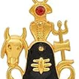 Gold Plated Brass CZ Lord Shiva/Mahakal Trishul Pind Nandi Naag Trishul Damru Locket With Rudraksha Religious Pendant With Heavy Chain Necklace Spiritual Jewellery for Men/Women-12