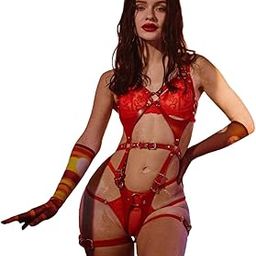Sexy Lingerie for Women Naughty Leather Bodysuit Deep V Neck Teddy Babydoll Backless Mesh Lingerie BDSM Babydoll Sexy Nightwear-image-37