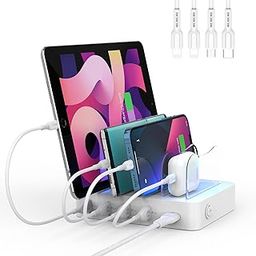 SooPii Charging Station for Multiple Devices, 4-Port Charger Station with 6 Mixed Charging Cables Included,for Home,Office,Travel-26
