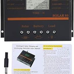 12V 24V Auto 80A Solar Charging, Power Controllers Solar Wind Power Controller Solar Panel Battery Intelligent Regulator LCD Display Solar Panel Charge Controller with Interface-6