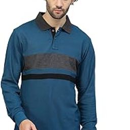 Men Full Sleeves Polo Neck Cotton Blend Stripe T-Shirt-image-97