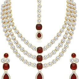 Modish Gold Plated Wedding Jewellery Kundan Multi-String Necklace Set for Women (N73517_D1)-95