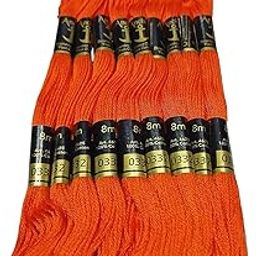 Sunshine Enterprise Cross Stich/Long Stich Embroidery Cotton Threads, 8 Mt Each Skeins,(Color : Orange) (Pack of 12)-picture-17