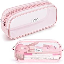 Kalidi Grid Mesh Pencil Case Large Capacity Pencil Case Big Pencil Pouch With Zipper Simple Stationery Bag Aesthetic Pen Bag For School Teen Girl Boy Multi-Purpose Bag, Pink-picture-10