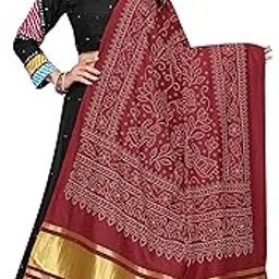 kemza Women's Gaji Silk Printed Bandhni Dupatta (Maroon)-picture-26