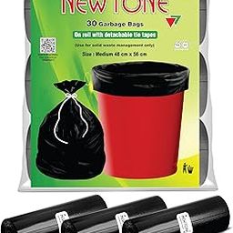 Newtone Premium Garbage Bags Medium Size 19x21 Inches|90 Bags (Pack of 3 Rolls with 30 Bags Each) for Dustbin Bag/Trash Bag - Pouch Packing (Black)-10