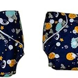 Kritiu Reusable Cloth Diaper Combo Pack | High Absorbent Washable Diapers | Dark Blue Diaper and Dark Blue with White Pad Diaper Pack of 2 (087)-image-81