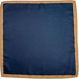 Navy Microfiber Pocket Square for Men with Beige Border-image-34
