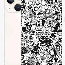 AtOdds - Compatible for iPhone 13 - Mobile Back Skin Sticker Wrap - Lamination - Rear Screen Guard Protector (Coverage - Back+Camera+Sides) (Design -B&W Graffiti)-image-99