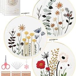 Tisany 3-in-1 Floral Embroidery Kit – Beginner-Friendly Needlepoint Set with Hoops, Threads & Needles Handcrafted Cross Stitch Kit Trio – Easy Floral Designs for Adults, Great for Mother’s Day-image-36