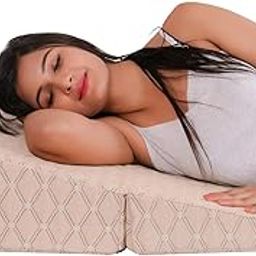 METRON Foam Folding Bed Wedge Pillow for Sleeping|Easy to Store|Easy to Carry During Travel|Multi-Uses|Helps in Acid Reflux Gerd Incline Sleeping and Leg Elevation|Pack of 1-image-62