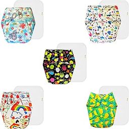 Dumbledo Premium Cloth Diaper with Cotton Insert (Pack of 5) | Dry Feel and Comfortable | Reusable & Washable | Quick Dry | Ideal for Toddlers | 3 Months – 3 Years | Unisex Baby-image-94