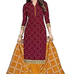 Women's Cotton Unstitched Dress Material (SGPRI1804, Brown, Free Size)-image-87