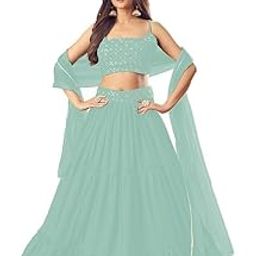Women's Georgette Semi Stitched Lehenga Choli For Wedding-image-85