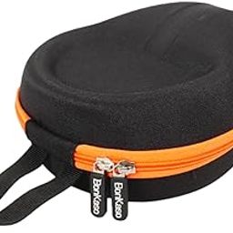 BonKaso Headphone Carrying Case – Hard Shell Vinyl Protective Case Compatible with Boat Rockerz 550, Sony WH-CH510/CH710N, HyperX Cloud | Portable Earpads Storage Pouch – Black & Orange-image-93