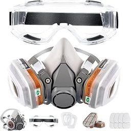 Skypearll Respirator Gas Mask Kit with Anti-Fog Goggle, 6001 Filters & Cotton Filters, Reusable Chemicals Respirator Mask for Painting, Organic Vapors, Gas, Dust, Weld, Epoxy Resin, Respiratory Mask-image-13