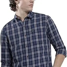 the indian garage co Men Cotton Regular Fit Checkered Full Sleeves Cutaway Collar Casual Shirt-picture-33