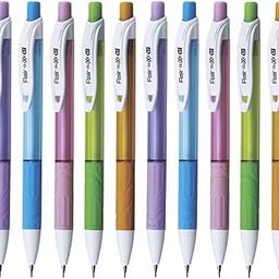 FLAIR Clixx Medium 0.7 mm Mechanical Pencil Pouch Pack | Triangular Barrel for Relaxed Drawing | Free One Lead Tube with Each Pencil | Light Weight with Comfortable Grip | Pack of 10-27