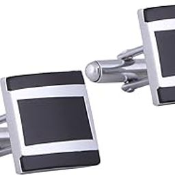 Cufflinks For Men Silver Black Square For Office Corporate Party French Cuff Shirts Shirt Suit Blazer In A Gift Box Tnabzsil63-53