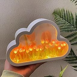 jivamo Romantic Cloud Mirror Flower Tulip Mirror Lamp – Acrylic Decorative Mirror with Tulip & Leaves – Kids Room, Nursery, & Home Art – Desk Lamp Night Lamp (DIY)-28