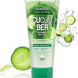 MISTYCDEP WATSONS Aloe Vera & Cucumber Soothing Cream Body Scrub (Dermatologically Tested, Vitamins B3 & E, Walnut Shell Powder) 200ml-image-46