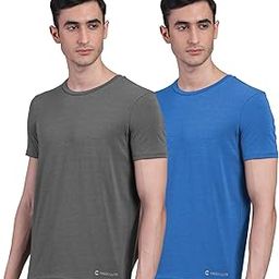 Men's Bamboo Undershirt Anti Microbial Anti Odor Breath tech Super Soft & Comfort Fit Lounge wear and Sleep wear T-Shirt -(Pack of 2)-image-54