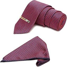 Mens Woven Premium Silk Necktie With Pocket Square and Golden Tie Pin (TEGP)-image-9