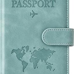 Passport and Vaccine Card Holder Combo, Passport Holder with Vaccine Card Slot, Passport Wallet, Passport Cover, Passport Case, Passport Holder for Women and Men, C-magnetic clasp- light blue,-image-55