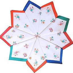 Soft Cotton Handkerchief Set for Woman,Girls and kids | Pack of 12 Ladies Hankies for Everyday Use (Multicolor)-1