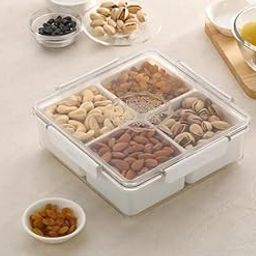 DELMON Dry Fruit Box for Gift, Decorate Your Dining Table on This Diwali with dryfruit Storage Container airtight, Masala Box for Kitchen, 4 Compartment Lunch Box (WHITE)-picture-26