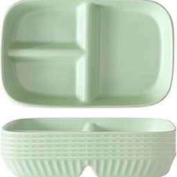 RASOIWARE Divided Plates for Adults, Portion Control Bariatric Plate, Wheat Straw Plates with 3 Compartments, Unbreakable Reusable Portion Control Plates, BPA Free (6, Nordic Green)-image-25