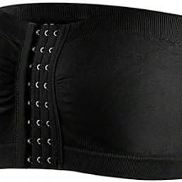 Women Sports Non Padded Bra, Front Closure, Strapless Bra-Size- L (Black)-STK336-54