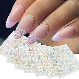 THR3E STROKES 30 Sheets 3D Self-Adhesive Nail Art Stickers - Line Star Decals for Acrylic Nails - Gold Leaf Diamond Supplies for Women (PASTEL30(D19))-image-63