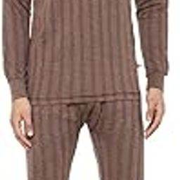 Brown Winter Thermal Upper and Lower Set for Men (Size: 95/XL)-image-86