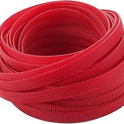 Othmro PET Braided Expandable Sleeving Wrap 10mm x 10m Red Cable Management Sleeve Cord Organizer for Wrap Protect Cables-image-67