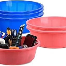 Pack of 6 Desk Organizer | Stationery Organizer | Multipurpose Storage Organizer | Office Supplies for Pen-Pencil-Staplers | Desktop Organizer | 6 LTR | Blue & Pink-image-79