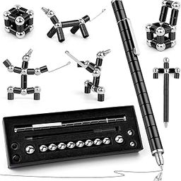GKN Magnet Pen Set | Black Color Magnetic Toys Pen | Decompression Magnetic Metal Pen | Multifunction Writing Magnet Ballpoint Pen | Fidget Cool Gadgets Toys Gifts for Kids (Black)-19