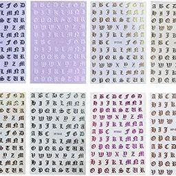 Enakshi® Nail Art Stickers English Alphabet Nail Decals Nail Supplies for Women 8pcs|Health & Beauty | Nail Care, Manicure & Pedicure | Nail Art Accessories-image-40
