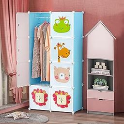 Mevigo 8 Door Plastic Soft Sheet Wardrobe for Kids, Baby Almirah for Clothes, Baby Storage Organizer, Cupboard for Clothes, Kids Wardrobe for Clothes/Toys/Books -Kids-Blue-image-42