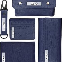Personalized Clutch Passpot Cover Eyewear Case Cardholder & Keychain Gift Set for Women | Vegan Leather | Best Combo for Mother, Wife, Sister, Girlfriend, Etc (Blue)-picture-15