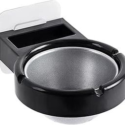 TOMATUS® 1 PCS Ash Trays Outdoor Indoor Ashtray Windproof, Wall-mounted Waterproof Smoking Ash Tray，for Smoking Area,Contains Smoking Sign Stickers Cigarette Ashtray. (Black)-image-5