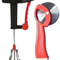 HighClaire Smart Kitchen Combo of Pizza Bread Sandwich Cutter with Power Free Hand Blender Ice Cream Maker Egg Beater Mixer Lassi Cake Cookware Machine (Multi Colour) (Stainless Steel)-image-12