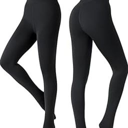 Present Women Warm Fleece Lined Sheer Thick Tights, Thermal Pantyhose, Winter Stretchy High Waist Slim Leggings Free Size Black Color Pack of 1-image-24