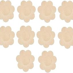 Ultra-Thin Nipple Covers for Women Men, Disposable Satin Breast Pasties, Breathable Skin-Friendly Hypoallergenic Petals for Dresses Strapless Tops Bikini Backs, 5 Pairs Nude-image-38