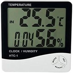 Digital Hygrometer Thermometer Humidity Meter with clock Big LCD Display HTC-1-30