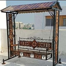 Naaz Handicraft� Outdoor & Indoor Swing for Home Garden and Balcony Solid Wood & Iron Jhoola for Adults 300 Kgs Seat Capacity Hammock Chair with Stand 3 Seater-image-86