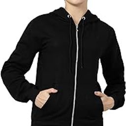 Women Fleece Solid Casual Zipper Regular Sweatshirt for Winter | Cute Hoodies Jacket | Zip Hoodies (42,Black), XL-image-48